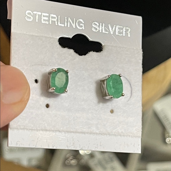 NWT Jewelry Set Natural Emerald Ring S6, Earring, Pendant 925 Silver - Picture 5 of 14